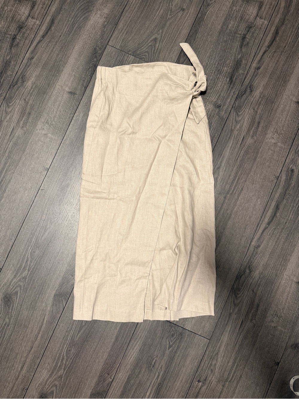 Mango Beige Wrap Midi Skirt with Side Tie